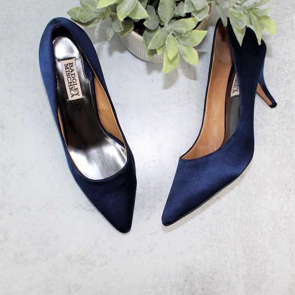 Badgley Mischka Shoes - Badgley Mischka Blue Sateen Heel Pumps Size 6 1/2M